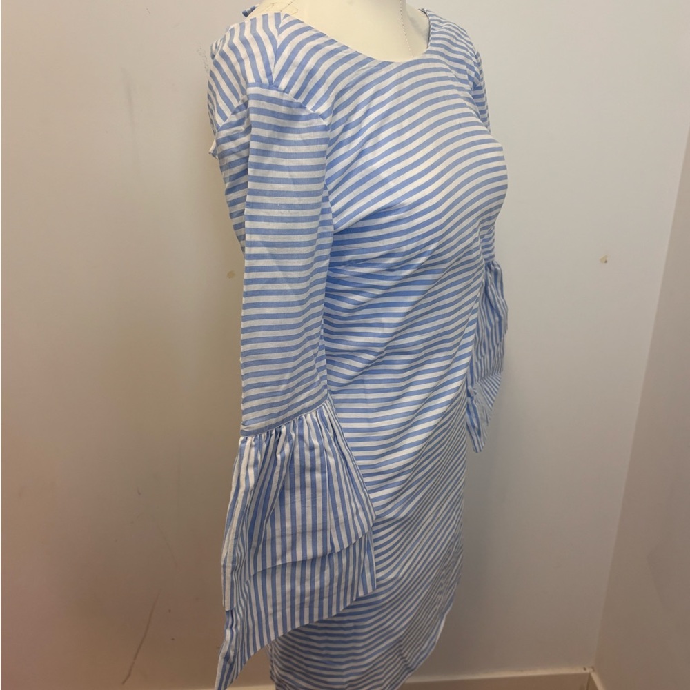 English Factory | Blue Striped | Bell Sleeve Mini Dress | XS - Picture 7 of 7